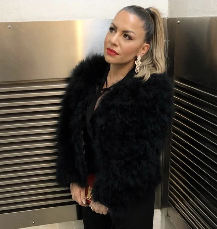 Breezy Outfits Ostrich Feather Jacket - Black