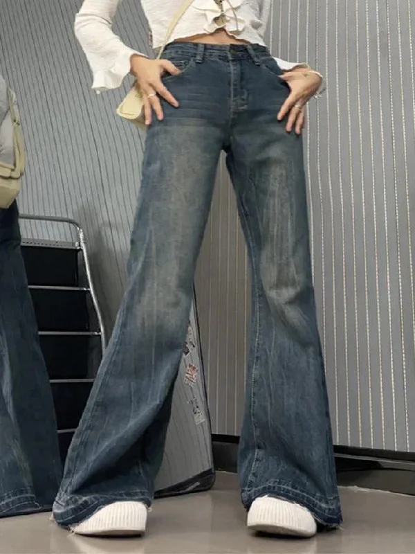 Comfortable Dresses Vintage High Rise Raw Trim Flare Jeans