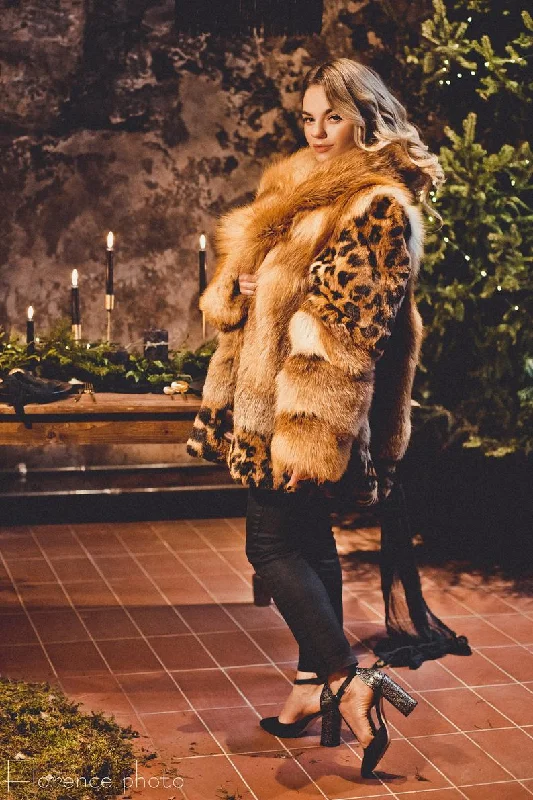 Elegant Wear Leopard Print Fur Coat