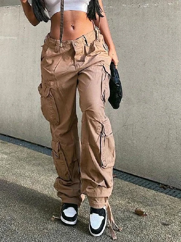 Fashionable Comfort Vintage Multi Pocket Patched Cargo Jeans