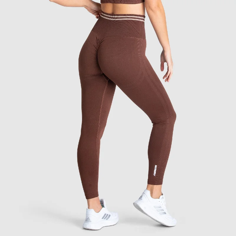Easy Comfort Style DYE Scrunch Seamless Leggings - Chocolate Brown