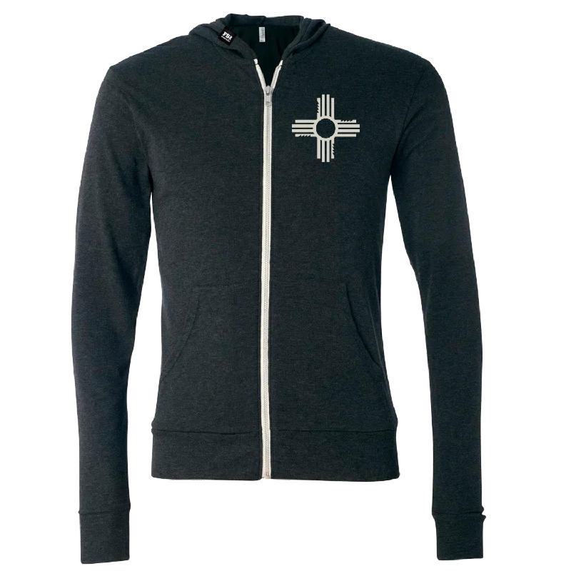 Cozy Fashion Trends Zia New Mexico Lightweight Zip Hoodie
