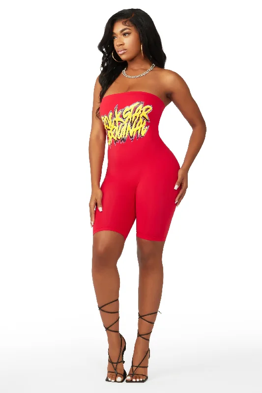 Fashion Comfort Mirah Red Sleeveless Romper