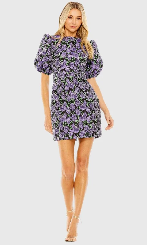 Soft Comfort Ieena Duggal 68619 - Bubble Sleeve High Neck Cocktail Dress