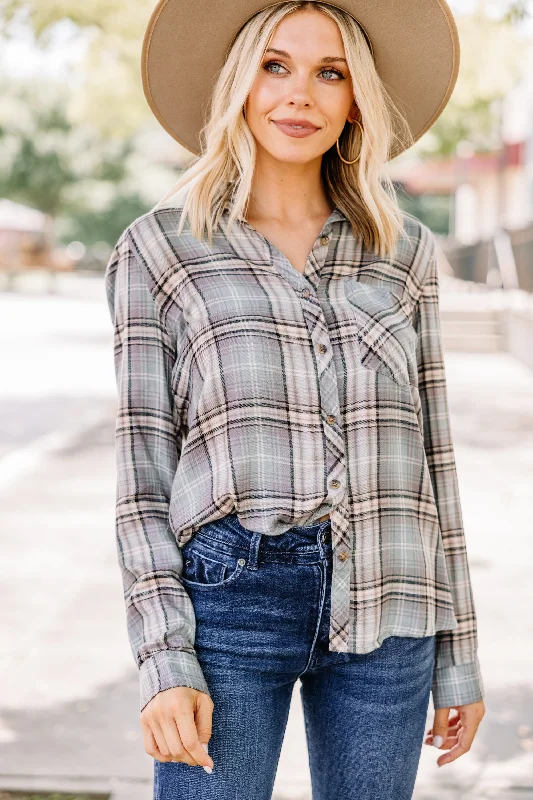 Casual Chic Looks Know It Well Spruce Green Plaid Button Down Top