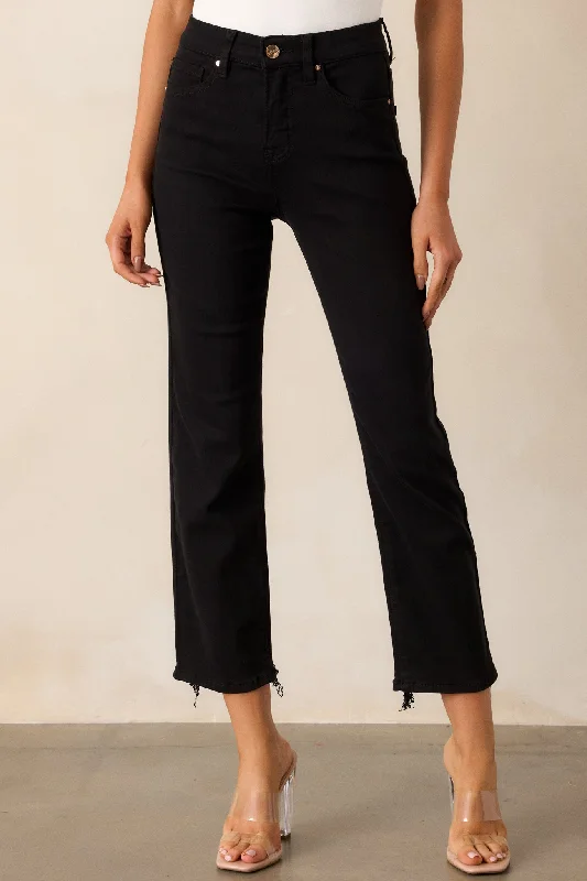 Cozy Footwear Soft Shadows Black Straight Leg Cropped Raw Hem Jeans