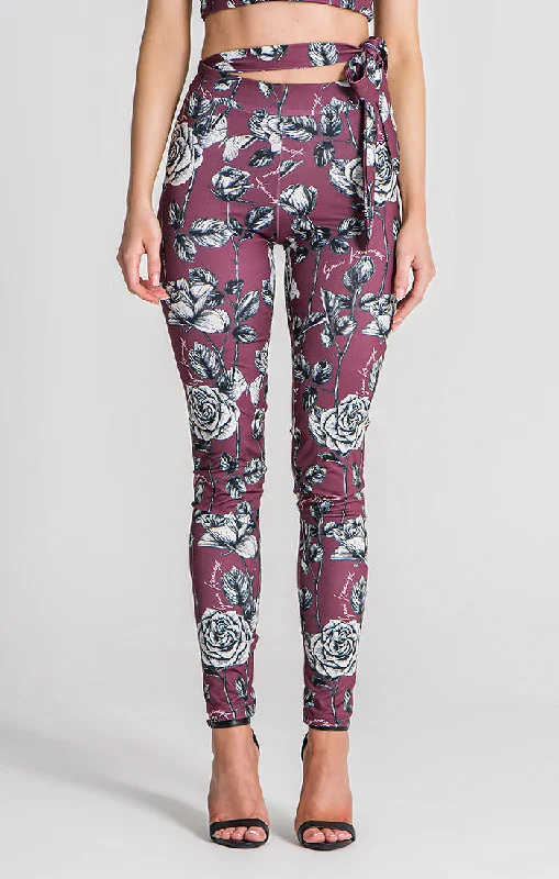 Stylish Casuals Burgundy Novel Leggings