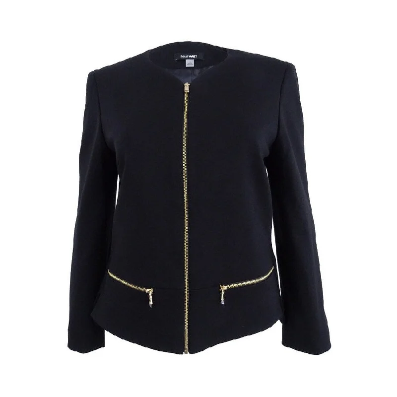 Comfortable Jackets Nine West Women's Ponte Zip-Front Jacket