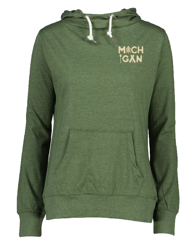 Everyday Outfits Women's Michigan Outdoors Funnel Neck Hooded Long Sleeve