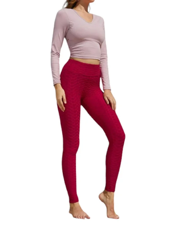 Relaxed Fashion Honeycomb Leggings In Red