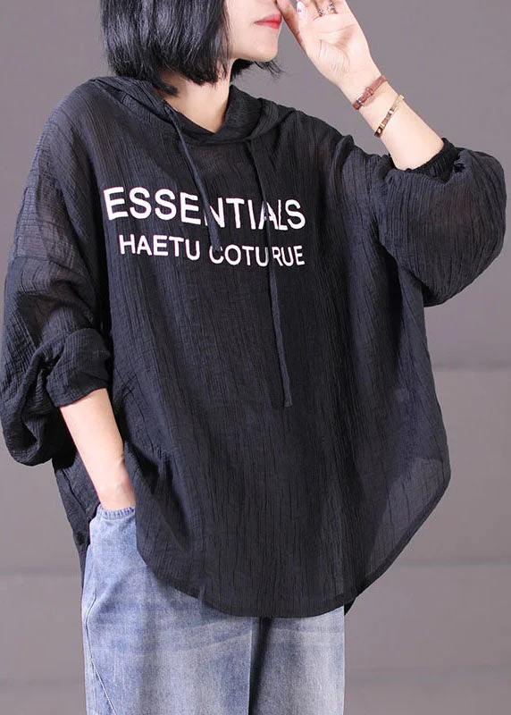 Trendy Looks Classy Black Hooded Drawstring Wrinkled Cotton Sweatshirt Streetwear Long Sleeve Trendy Looks Classy Black Hooded Drawstring Wrinkled Cotton Sweatshirt Streetwear Long Sleeve