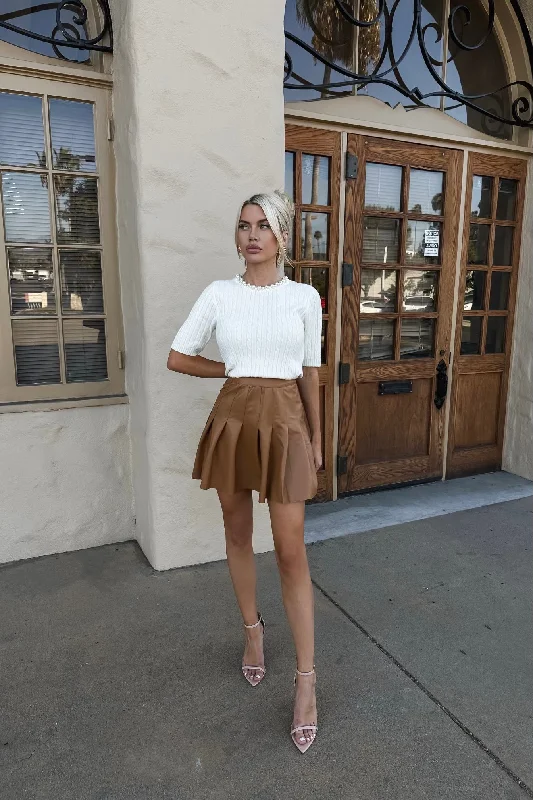 Sporty Wear Mimi Pleated Leather Skirt
