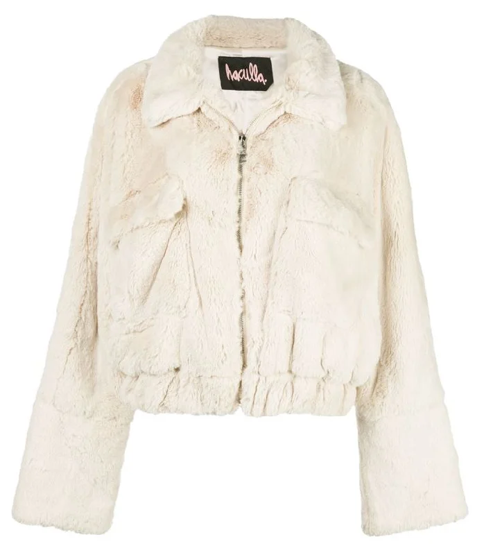 Cozy Shirts EYES ON THE BACK FUR JACKET LT CREAM