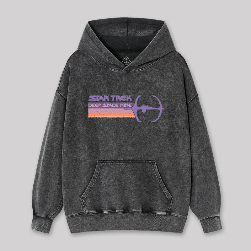 Soft Wearables Star Trek Deep Space Nine Distressed Vintage Logo Washed Hoodie