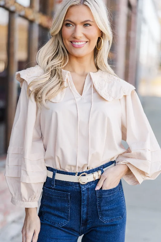 Soft Feel Fully Prepared Ecru White Bubble Sleeve Blouse