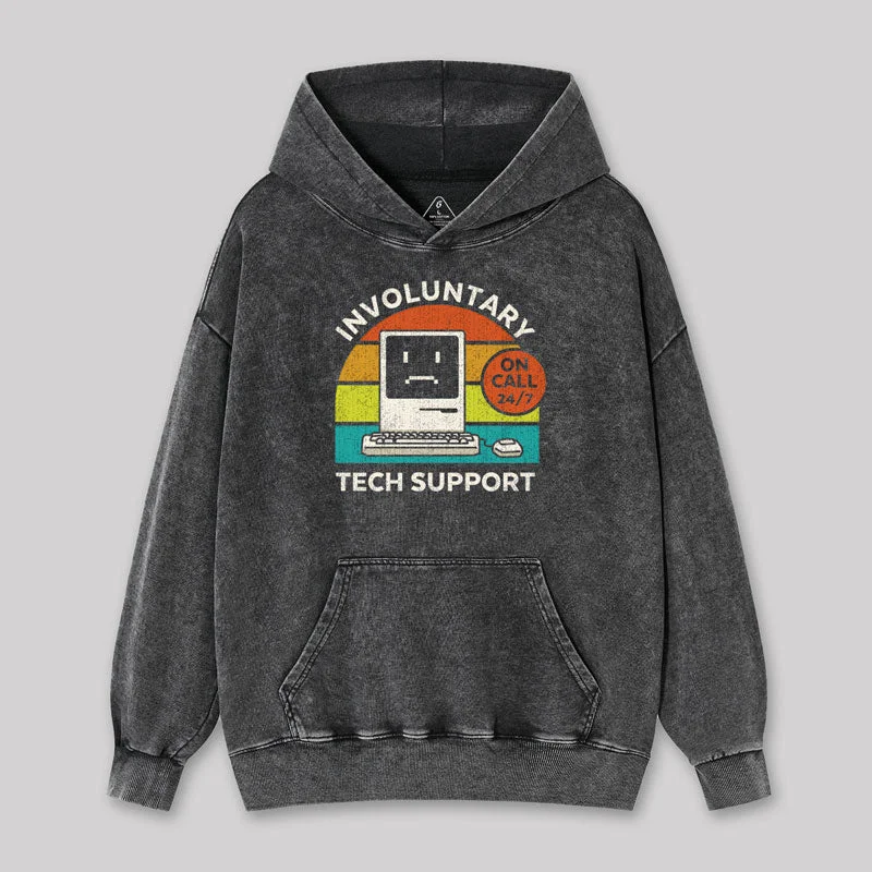 Soft Knitwear Involuntary Tech Support Geek Geek Washed Hoodie