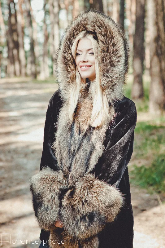 Cozy Knits Raccoon and Beaver Fur Coat