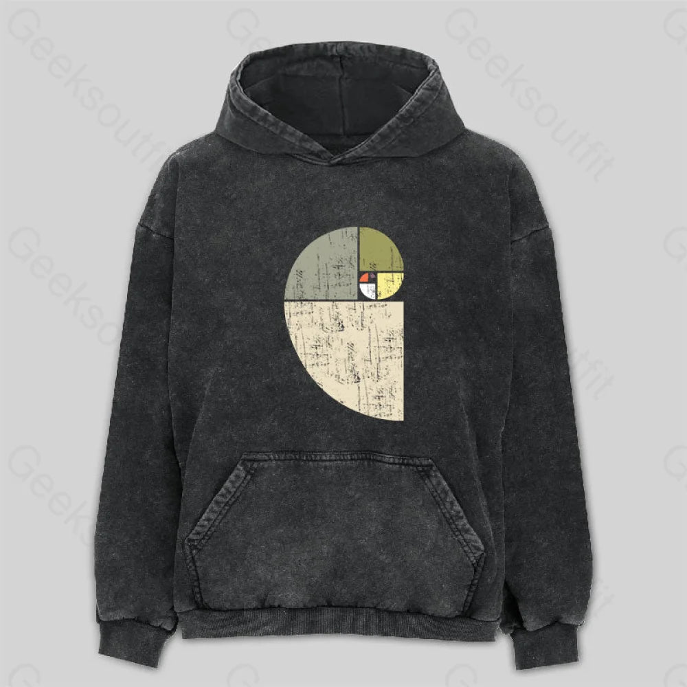Soft Fabric Looks Distressed Fibonacci Spiral Washed Hoodie
