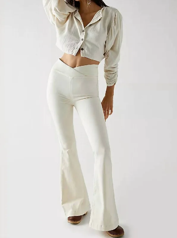 Comfy Chic Wear Venice Beach Flare Jean In Worn White