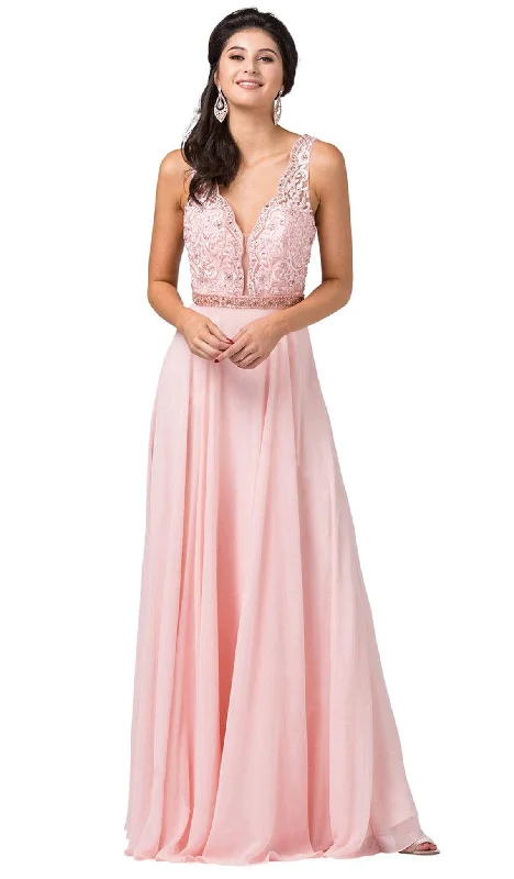 Weekend Comfort Wear Dancing Queen - 2552 Scallop-Trimmed Plunging V-Neck A-Line Gown