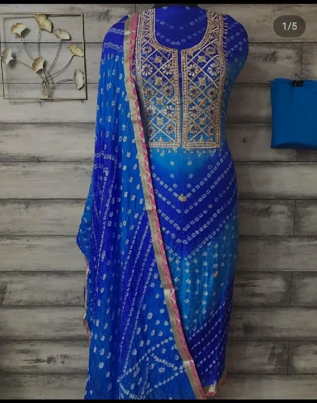 Stylish Jackets KcPc New Art Silk Bandhani GotapattiWork Salwar Suit KML