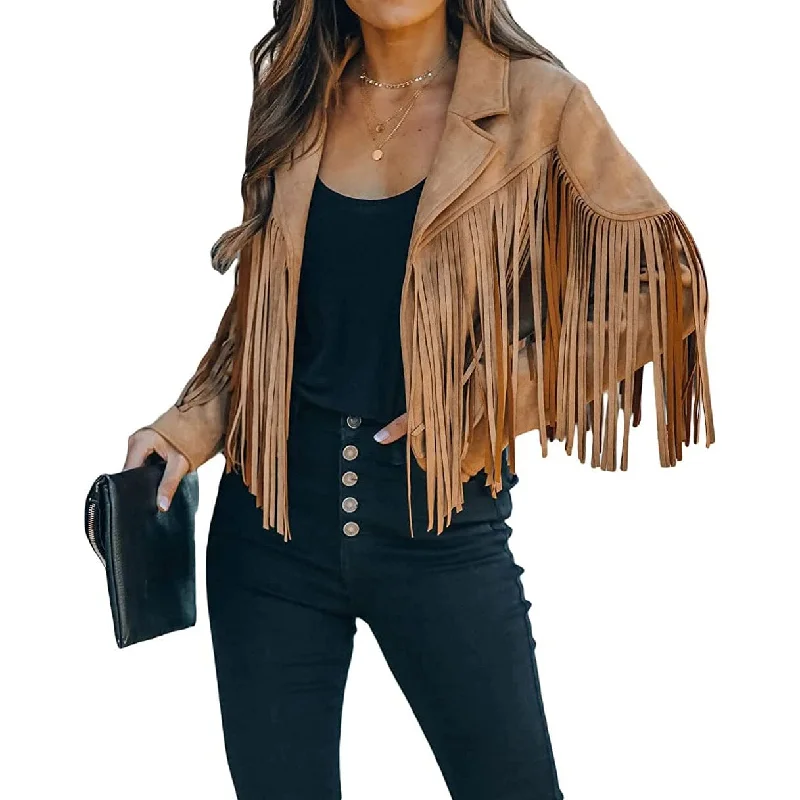 Everyday Outfits Women's Chic Cropped Tassel Jacket