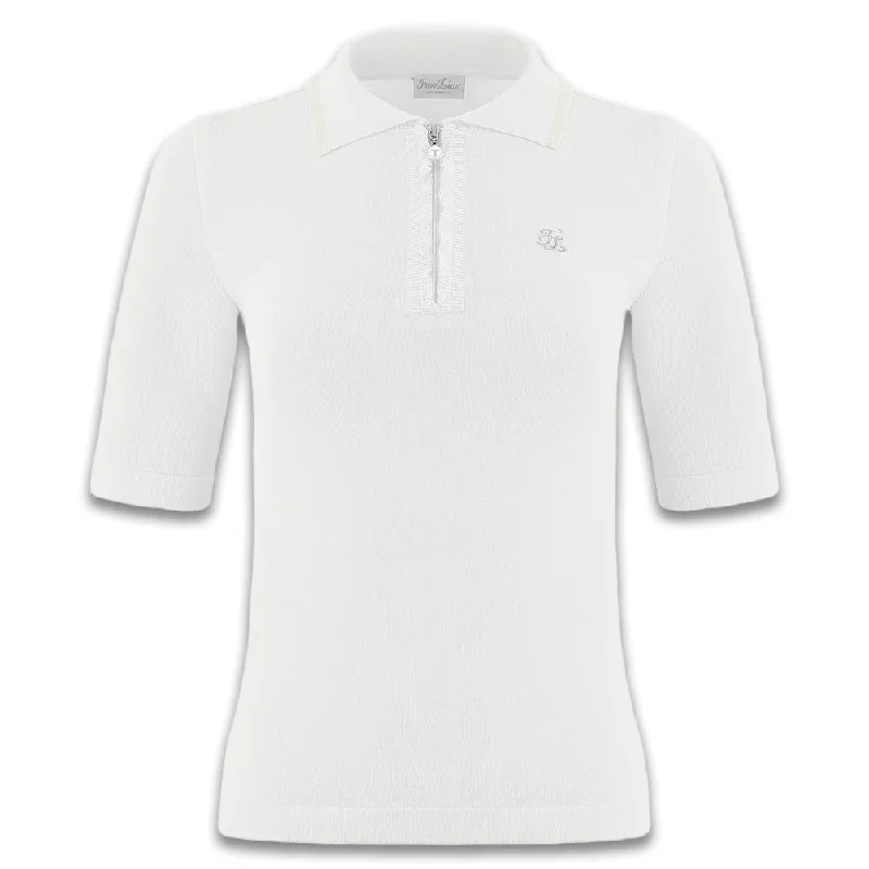 Warm Wear Fairliar Front Ruffle Collar Knit Golf Pullover White - FW24 Women