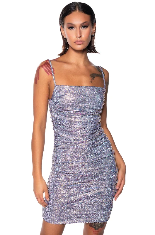 Warm Wear BETTER THAN EVER RUCHED RHINESTONE MINI DRESS