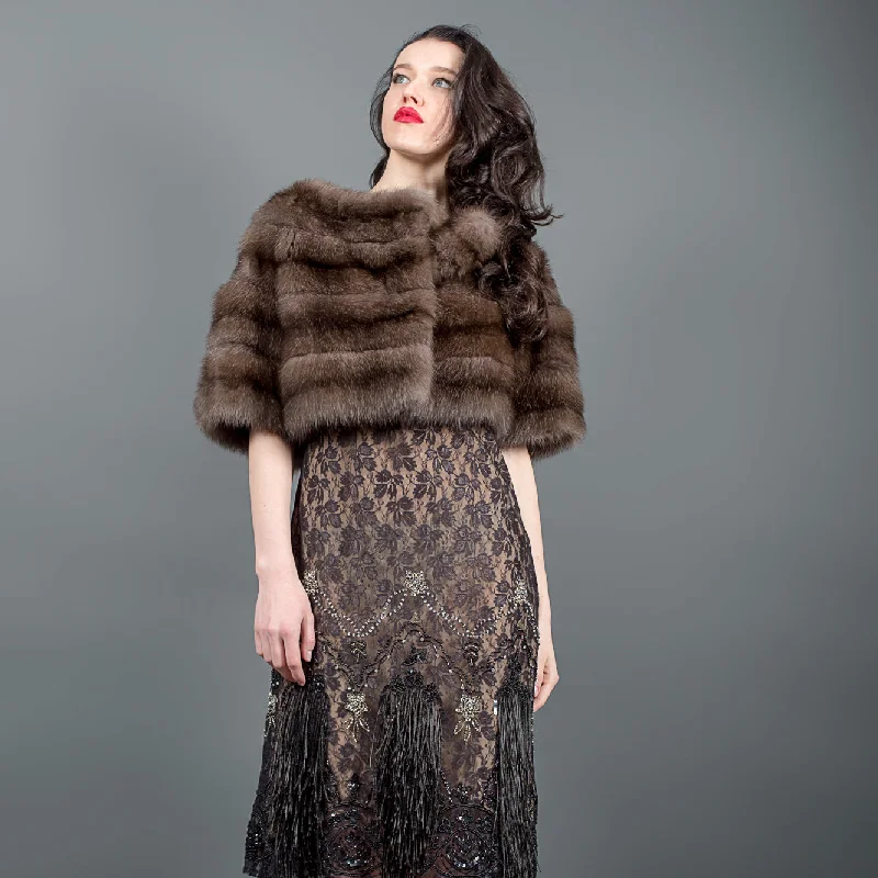 Easy Comfort Style Strong Silvery Russian Barguzin Fur Bolero