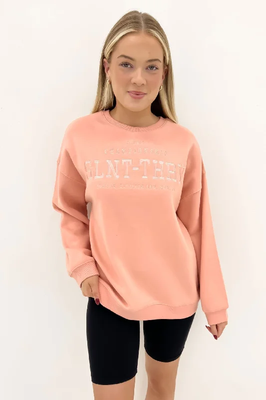 Cozy Outerwear Varsity Crew Pale Pink