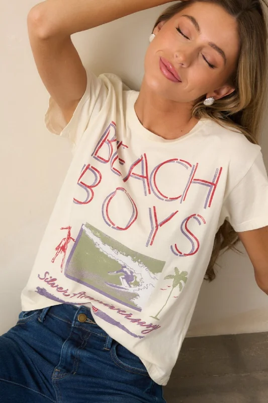Trendy Layers The Beach Boys Vintage Ivory Silver Anniversary Solo Tee
