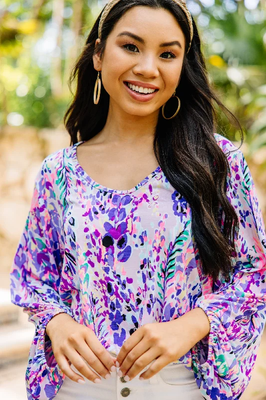 Everyday Outfits Just You Wait Lavender & Pink Floral Blouse