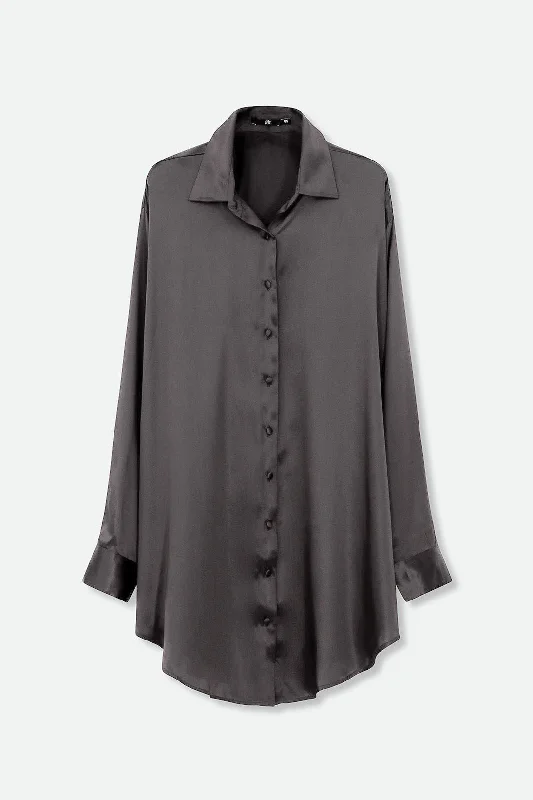 Cozy Chic Trends ZURI ONE-SIZE TUNIC IN SILK CHARMEUSE GUNMETAL