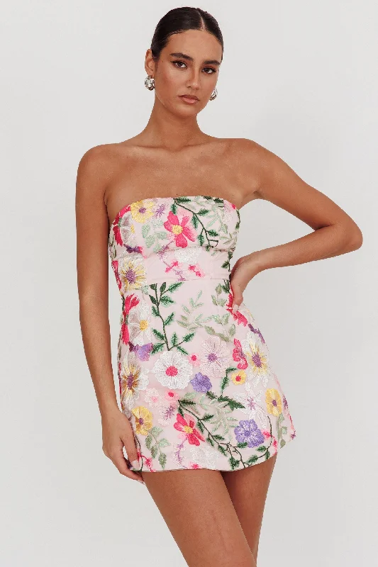 Breezy Outfits Entered The Chat Strapless Mini Dress Multi