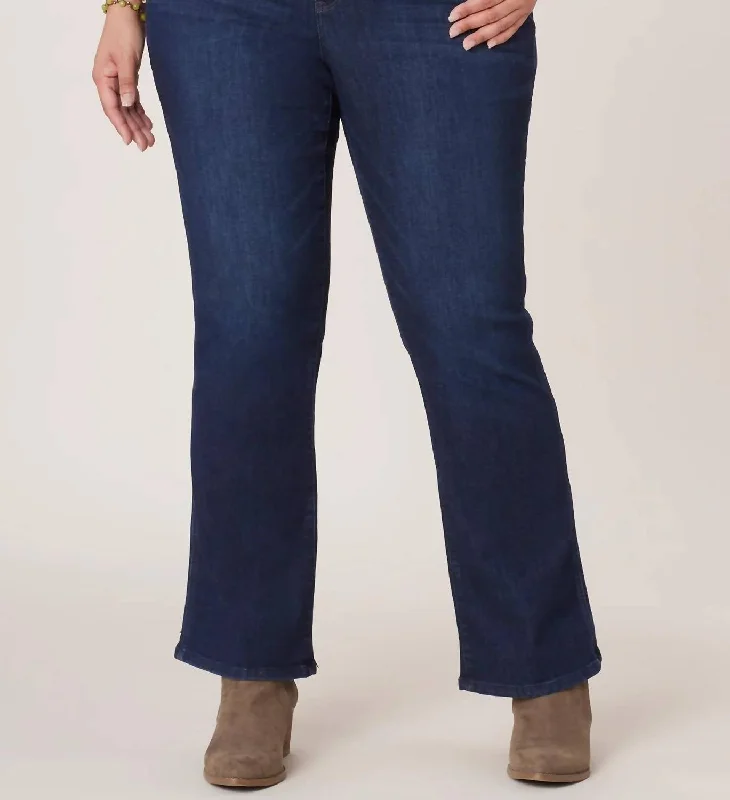 Elegant Wear Women's Mid-Rise Double Side Seam Jeans In Blue