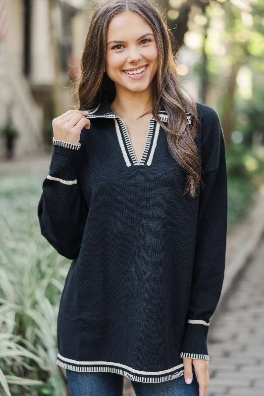 Easy Chic Take It Easy Black Contrast Sweater