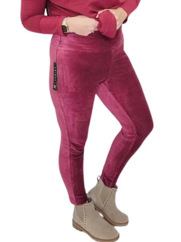 Cozy Essentials Corduroy Legging In Rubywine