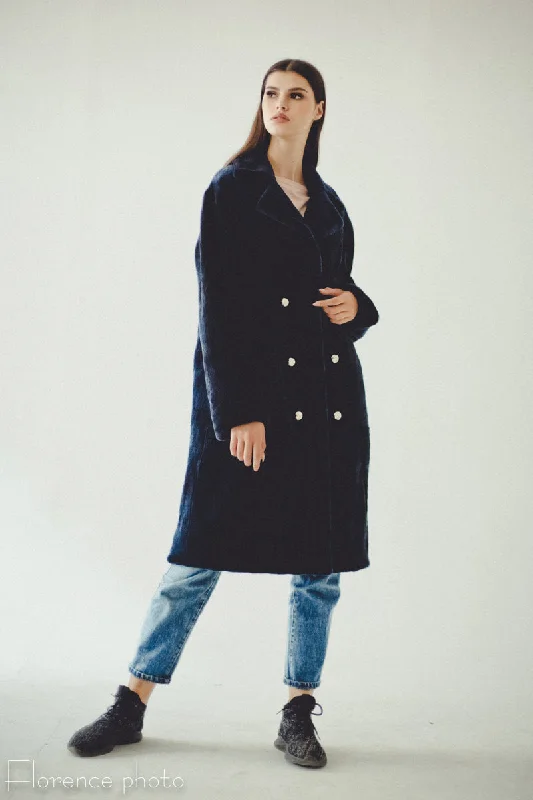 Light Comfort Deep Blue Beaver Fur Coat
