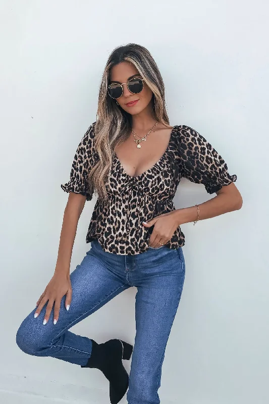 Cozy Apparel Black Leopard Print Babydoll Top - FINAL SALE