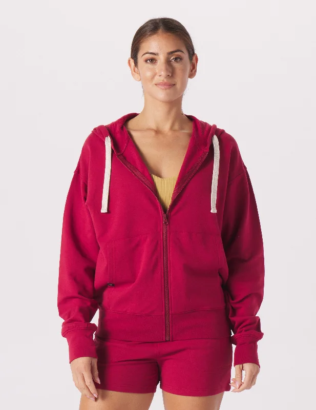 Sporty Comfort Vintage Oversized Zip Up: Cardinal