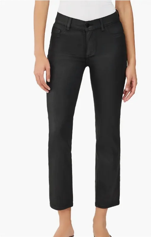 Light Comfort Mara Instasculpt Mid Rise Straight Leg Jeans In Black Coated