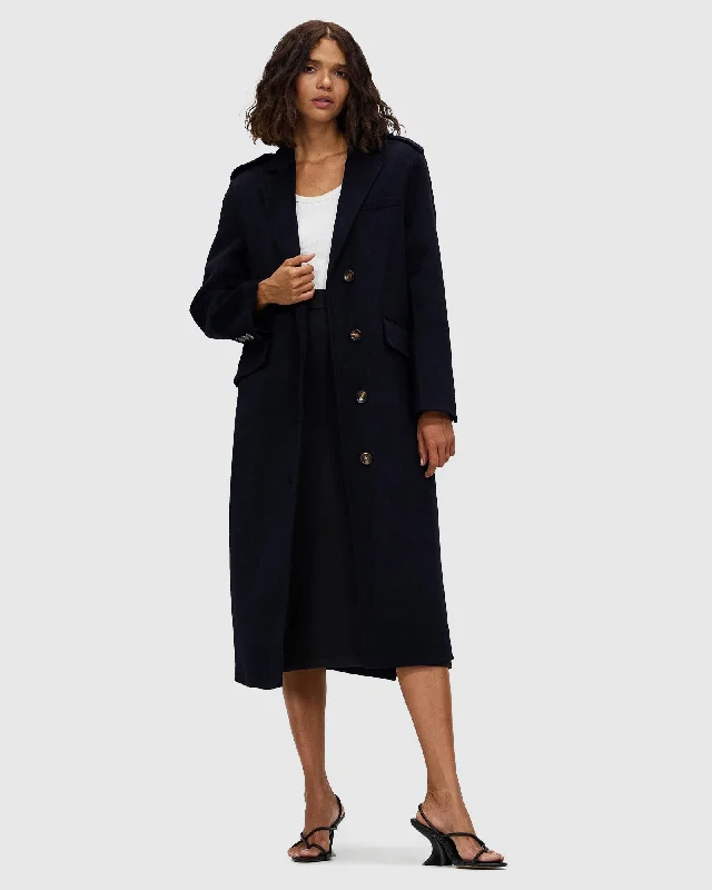 Relaxed Chic Tainted Love Longline Coat - Navy
