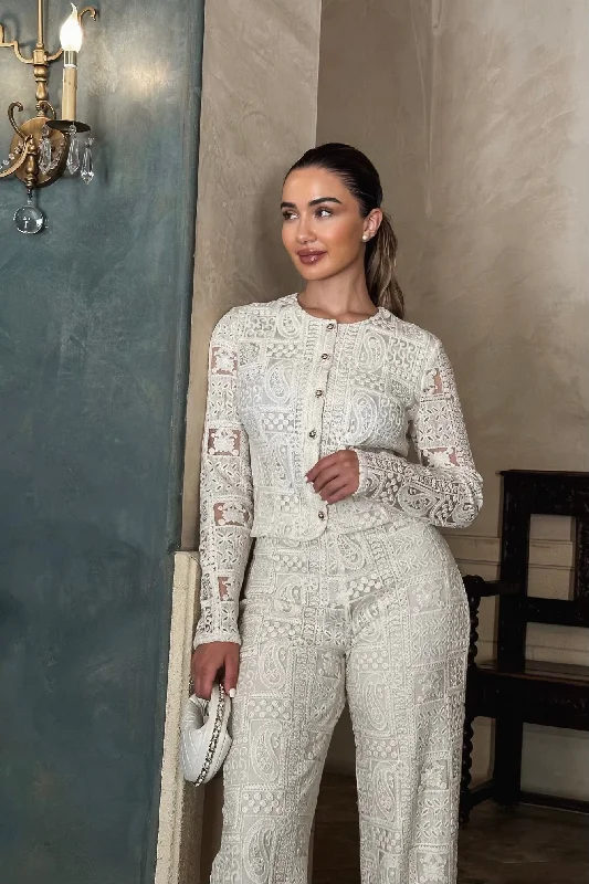 Relaxed Fashion Veronica Crochet 2-Piece Pants Set