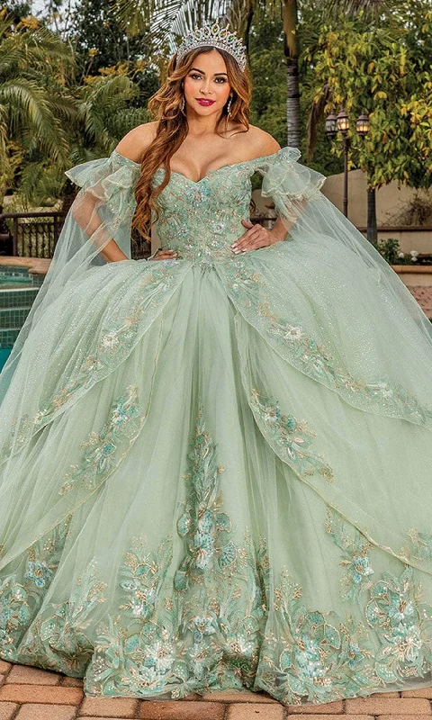 Sporty Wear Dancing Queen 1857 - Sheer Cape Embroidered Gown