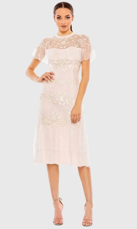 Easy-to-Wear Mac Duggal 35147 - Floral Embroidered High Neck Evening Dress