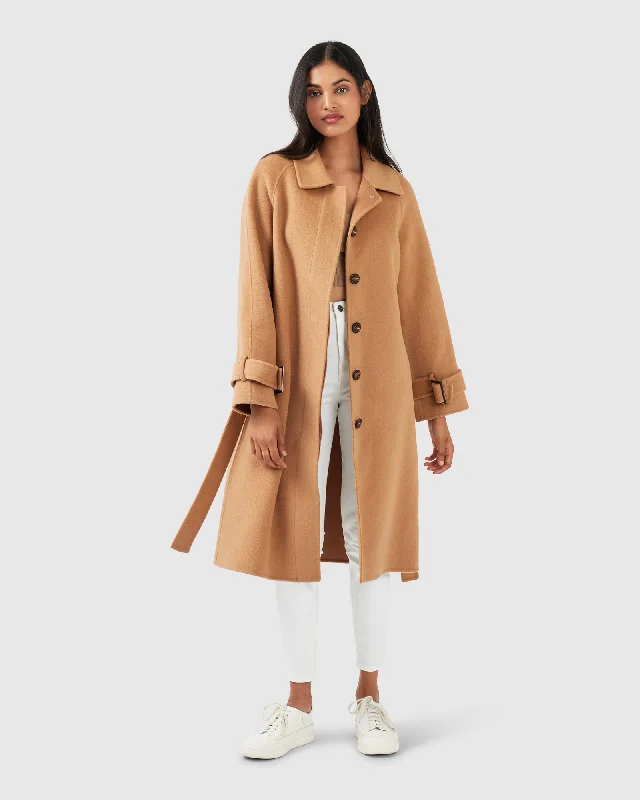 Comfortable Sweaters Shore To Shore Belted Wool Coat - Camel