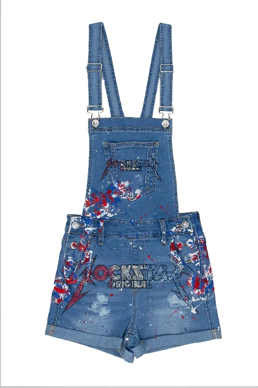 Timeless Style Averi Short Overall-Light Wash