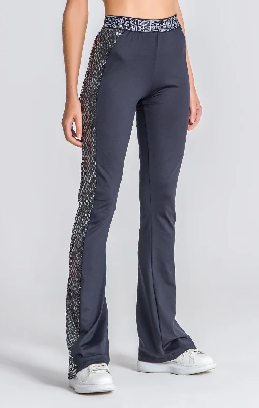 Relaxed Weekend Wear Black Mirror Blood Flared Pants