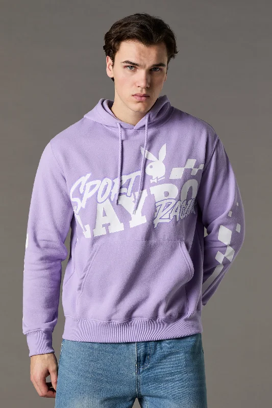 Easy Chic Playboy Sport Racing Graphic Fleece Hoodie