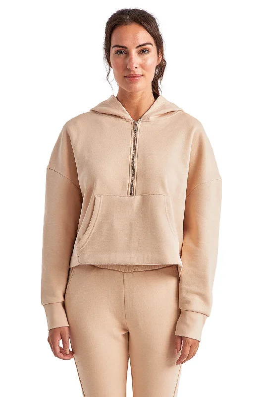 Cozy Lounge Wear TriDri Womens Alice 1/4 Zip Hooded Sweatshirt Hoodie w/ Pouch Pocket - Nude Cozy Lounge Wear TriDri Womens Alice 1/4 Zip Hooded Sweatshirt Hoodie w/ Pouch Pocket - Nude